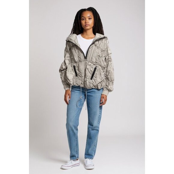 New Free People FP Movement Happy Camper Pullover Jacket Size XS Rare Gray - Picture 1 of 5